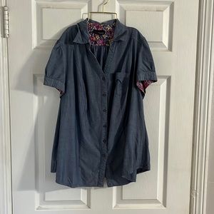Lane Bryant light weight denim style button up